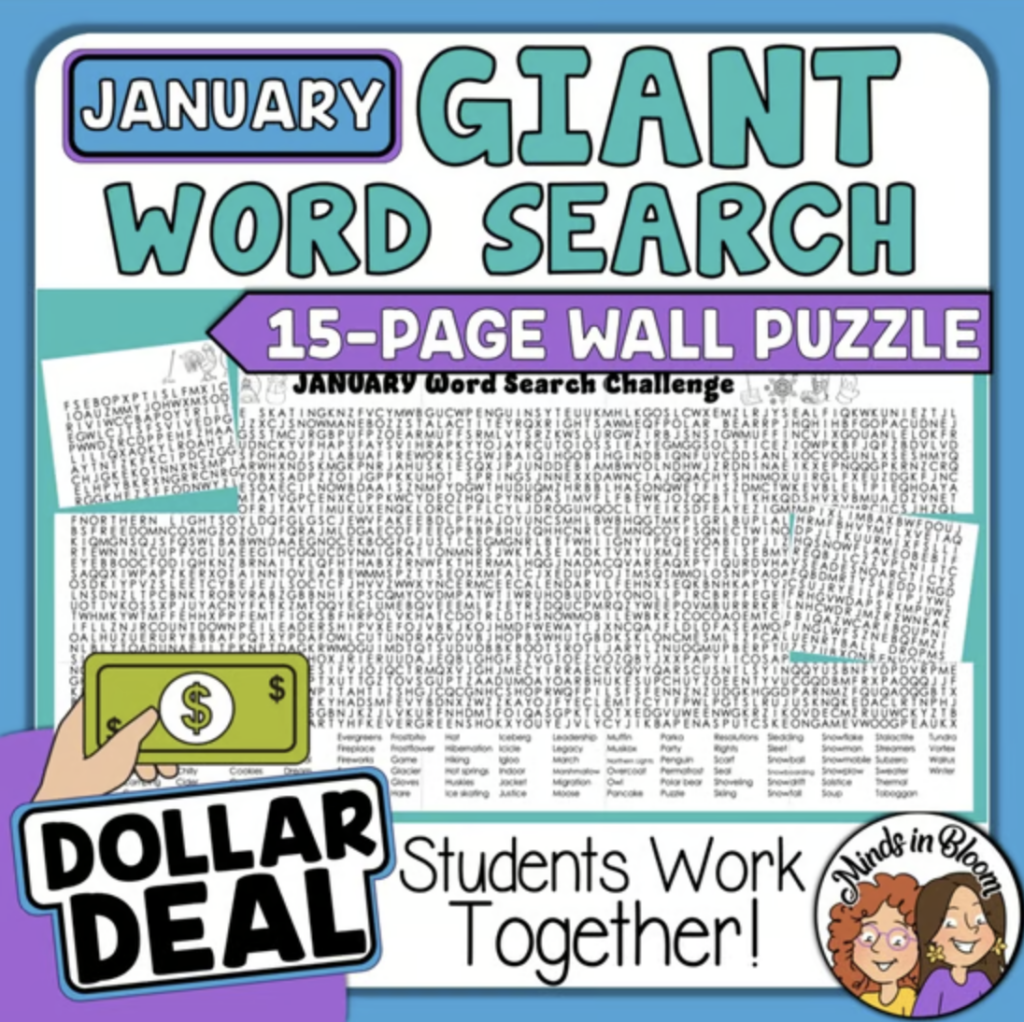 Giant January Word Search Puzzle